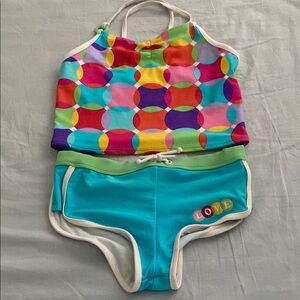 Angel Beach Girls 2-piece Swim Set - Multicolor and Aqua